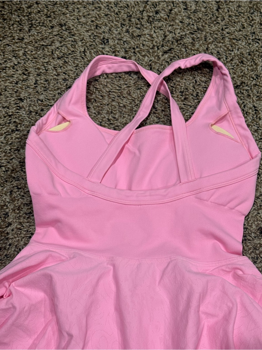 Solid Pink Flared Mini Dress - Picture 6 of 7